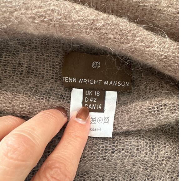 Fenn Wright Manson Brown Mohair Blend Open Front Waterfall Cardigan,Size 12, EUC - Picture 4 of 5